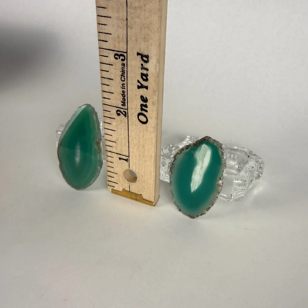 Rablabs Aleotto Brazilian Agate Napkin Rings Set of 2 Grass Green w Box